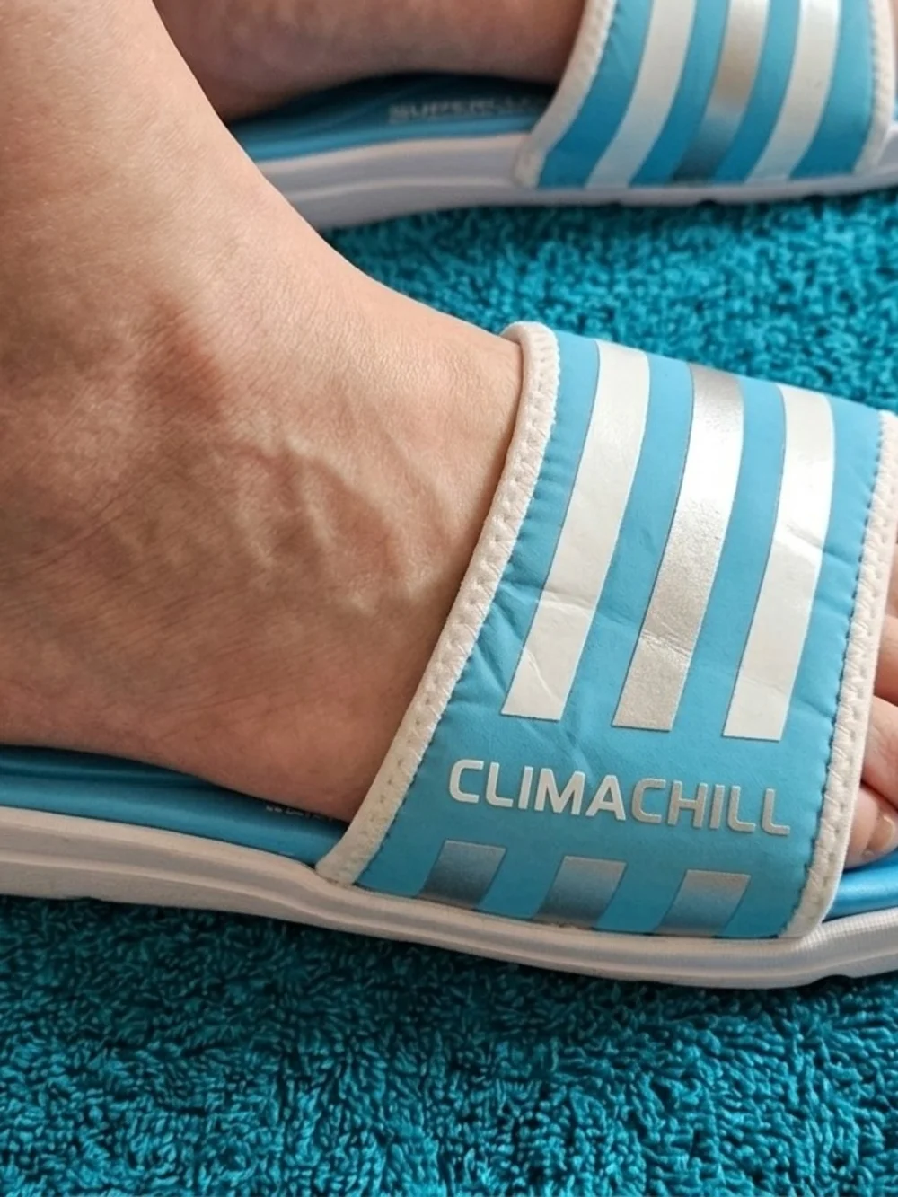 Adidas Climacool/Climachill Men’s Aqua Slide Sandals - Blue/White